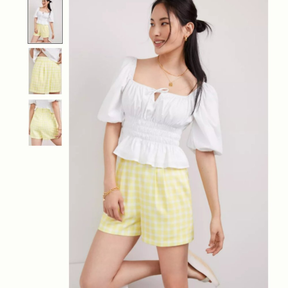 NWT Anthropologie Hutch Pleated Gingham Shorts